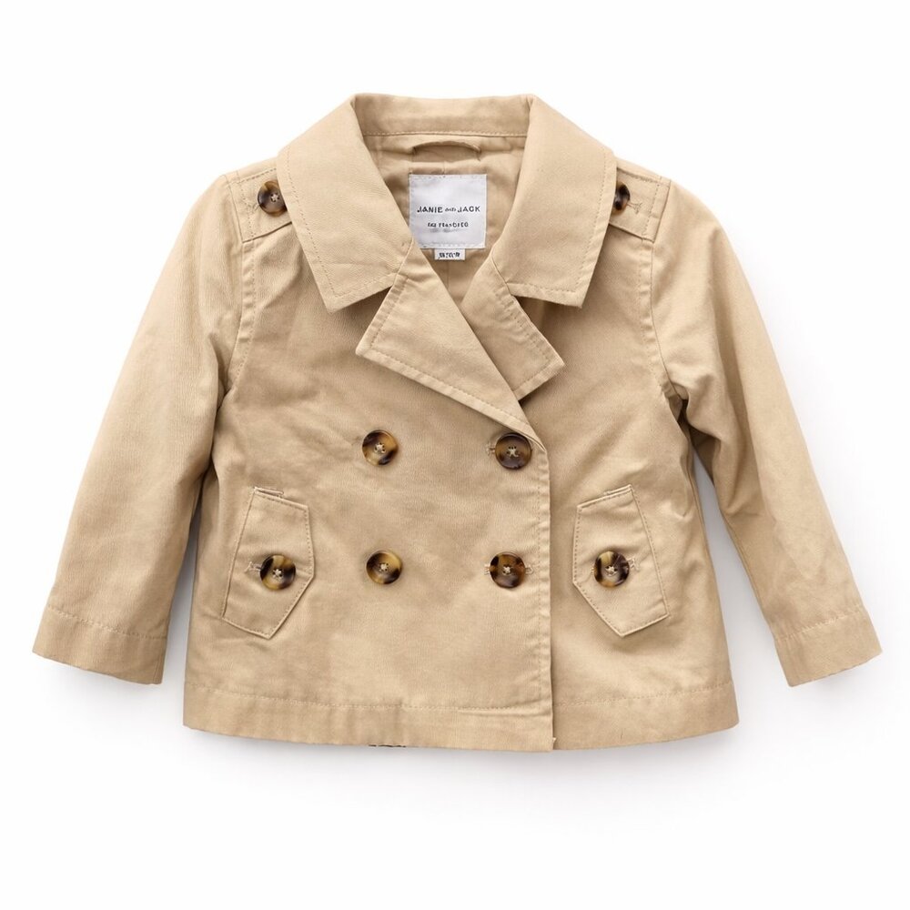 Janie and Jack The Studio Trench Jacket- Khaki- 12-18 months
